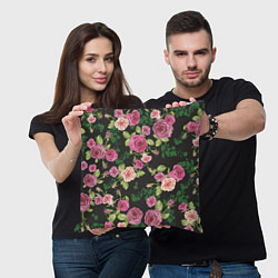 Подушка квадратная Кусты из роз, цвет: 3D-принт — фото 2