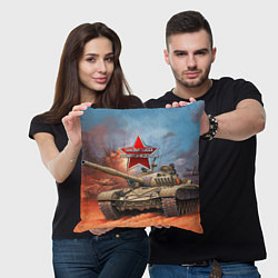 Подушка квадратная Танковые войска РФ, цвет: 3D-принт — фото 2