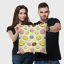 Подушка квадратная Сладкие пончики, цвет: 3D-принт — фото 2