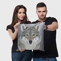 Подушка квадратная Милый волк, цвет: 3D-принт — фото 2