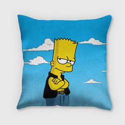 Подушка квадратная Задумчивый Барт, цвет: 3D-принт