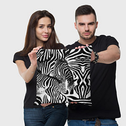 Подушка квадратная Полосатая зебра, цвет: 3D-принт — фото 2