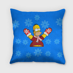 Подушка квадратная Новогодний Гомер, цвет: 3D-принт