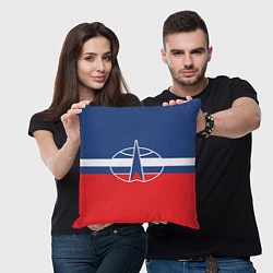 Подушка квадратная Флаг космический войск РФ, цвет: 3D-принт — фото 2