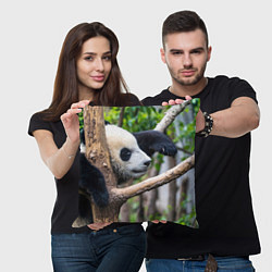 Подушка квадратная Бамбуковый медведь, цвет: 3D-принт — фото 2
