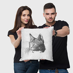 Подушка квадратная Кошка: карандаш, цвет: 3D-принт — фото 2