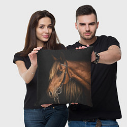 Подушка квадратная Взгляд коня, цвет: 3D-принт — фото 2