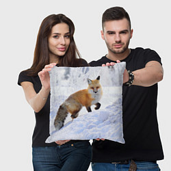 Подушка квадратная Лисица в снегу, цвет: 3D-принт — фото 2