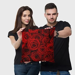 Подушка квадратная Красные розы, цвет: 3D-принт — фото 2