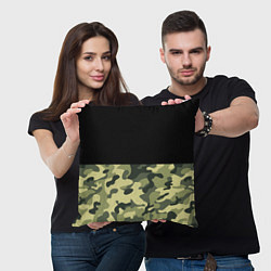 Подушка квадратная Камуфляж: черный/хаки, цвет: 3D-принт — фото 2