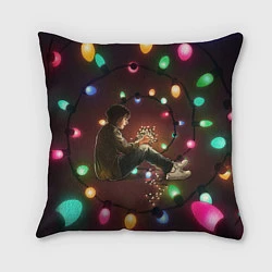 Подушка квадратная Парень с лампочками, цвет: 3D-принт