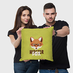 Подушка квадратная Hipster Fox, цвет: 3D-принт — фото 2