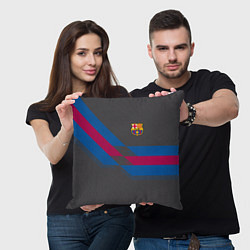 Подушка квадратная Barcelona FC: Dark style, цвет: 3D-принт — фото 2