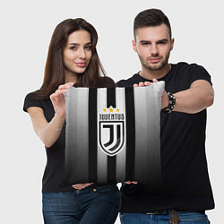 Подушка квадратная Juventus FC: New logo, цвет: 3D-принт — фото 2