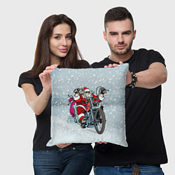 Подушка квадратная Санта Клаус байкер, цвет: 3D-принт — фото 2