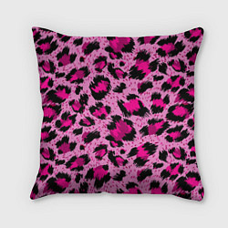 Подушка квадратная Розовый леопард, цвет: 3D-принт