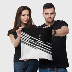 Подушка квадратная FC Juventus: B&W Line, цвет: 3D-принт — фото 2