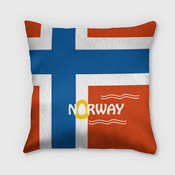 Подушка квадратная Norway Flag, цвет: 3D-принт