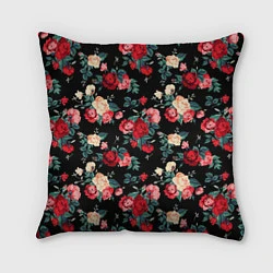 Подушка квадратная Кустовые розы, цвет: 3D-принт