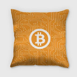 Подушка квадратная Bitcoin: Orange Network, цвет: 3D-принт