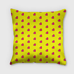 Подушка квадратная 8 bit yellow love, цвет: 3D-принт