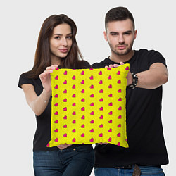 Подушка квадратная 8 bit yellow love, цвет: 3D-принт — фото 2