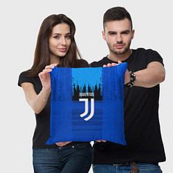Подушка квадратная FC Juventus: Blue Abstract, цвет: 3D-принт — фото 2