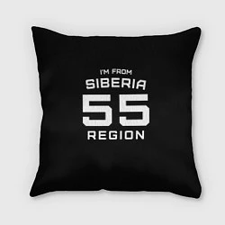 Подушка квадратная Im from Siberia: 55 Region, цвет: 3D-принт