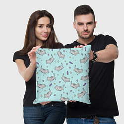 Подушка квадратная Кавайные котики, цвет: 3D-принт — фото 2