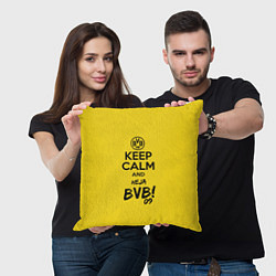 Подушка квадратная Keep Calm & Heja BVB, цвет: 3D-принт — фото 2