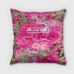 Подушка квадратная Black Pink: Abstract Flowers, цвет: 3D-принт