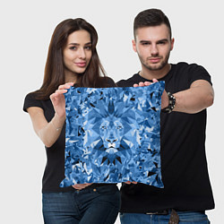 Подушка квадратная Сине-бело-голубой лев, цвет: 3D-принт — фото 2