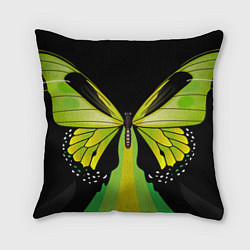 Подушка квадратная Салатовая бабочка, цвет: 3D-принт