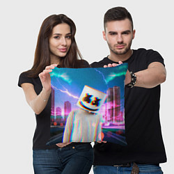 Подушка квадратная Marshmello: Glitch Effect, цвет: 3D-принт — фото 2