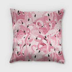 Подушка квадратная Розовый фламинго, цвет: 3D-принт