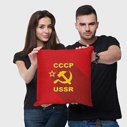 Подушка квадратная СССР - серп молот, цвет: 3D-принт — фото 2
