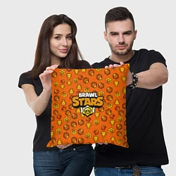 Подушка квадратная Brawl Stars: Orange Team, цвет: 3D-принт — фото 2
