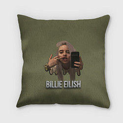 Подушка квадратная BILLIE EILISH, цвет: 3D-принт