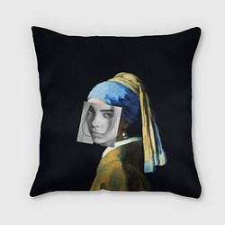 Подушка квадратная Billie Eilish с Сережкой, цвет: 3D-принт