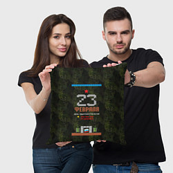 Подушка квадратная Танчики dendy 23 февраля, цвет: 3D-принт — фото 2
