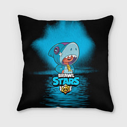 Подушка квадратная Brawl stars leon shark, цвет: 3D-принт