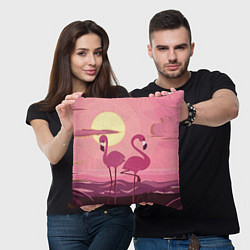 Подушка квадратная Фламинго, цвет: 3D-принт — фото 2