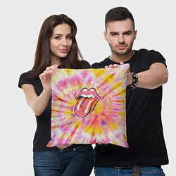 Подушка квадратная Rolling Stones tie-dye, цвет: 3D-принт — фото 2