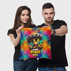 Подушка квадратная Brawl stars poco Поко, цвет: 3D-принт — фото 2