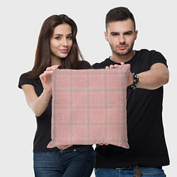 Подушка квадратная Шотландка Розовая, цвет: 3D-принт — фото 2