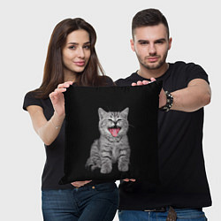 Подушка квадратная Кричащий кот, цвет: 3D-принт — фото 2