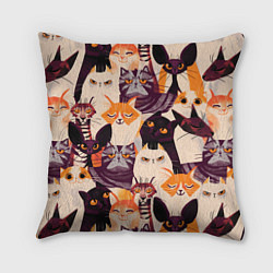 Подушка квадратная КОТИКИ, цвет: 3D-принт