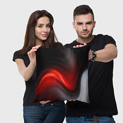 Подушка квадратная BLACK RED WAVES АБСТРАКЦИЯ, цвет: 3D-принт — фото 2