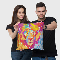 Подушка квадратная Акварельный лев, цвет: 3D-принт — фото 2