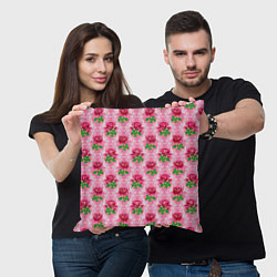 Подушка квадратная Декор из нежных роз, цвет: 3D-принт — фото 2